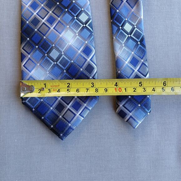 Croft & Barrow Geometric Blue Diamonds Necktie 60" L 3" W polyester handmade - Picture 7 of 7